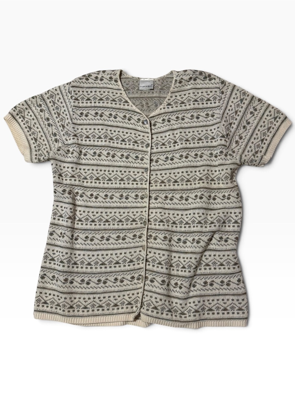 Vintage Fashion Bug Fair Isle Knit Cardigan Plus Size 26W 28W